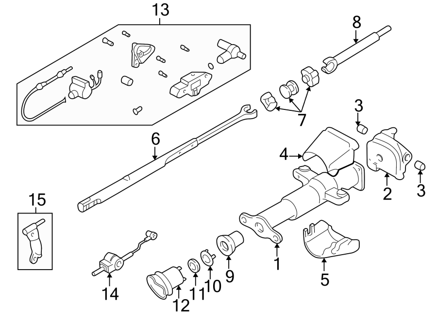 Steering column. Housing & components. Diagram