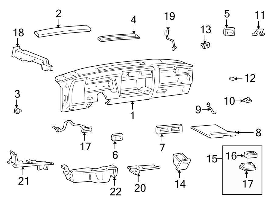 Diagram INSTRUMENT PANEL. for your 2005 Chevrolet Trailblazer EXT   