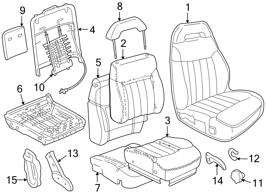 Diagram SEATS & TRACKS. FRONT SEAT COMPONENTS. for your GMC Sonoma  