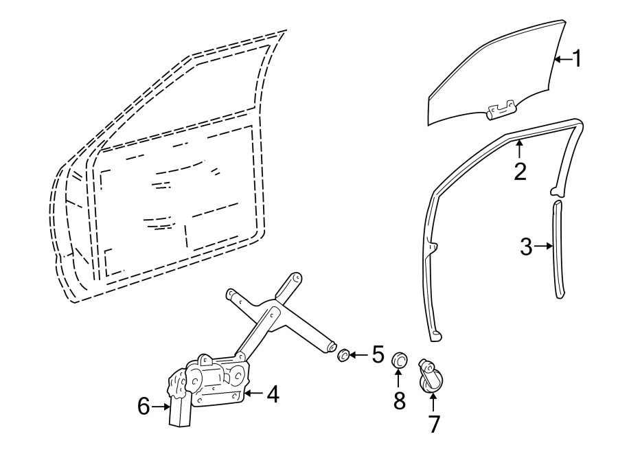 Diagram FRONT DOOR. GLASS & HARDWARE. for your 2022 Chevrolet Spark   