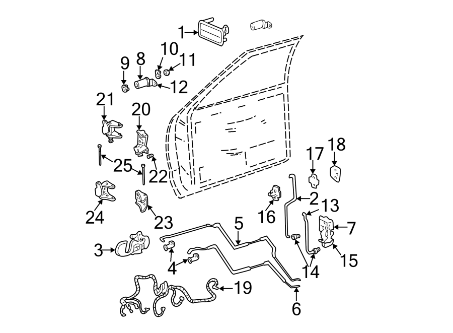 Diagram FRONT DOOR. LOCK & HARDWARE. for your Chevrolet Avalanche 1500  