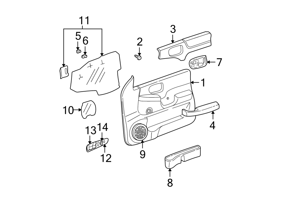 FRONT DOOR. INTERIOR TRIM. Diagram