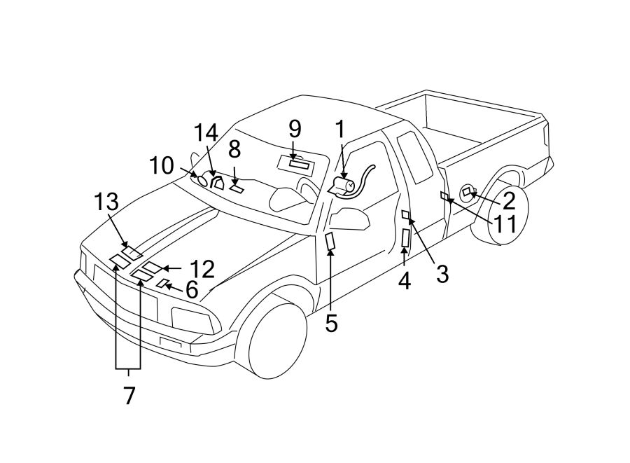 Diagram INFORMATION LABELS. for your 2024 Chevrolet Silverado   