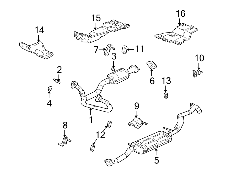 Diagram EXHAUST SYSTEM. EXHAUST COMPONENTS. for your 2016 Chevrolet Express 3500 LT Extended Passenger Van 4.8L Vortec V8 FLEX A/T 