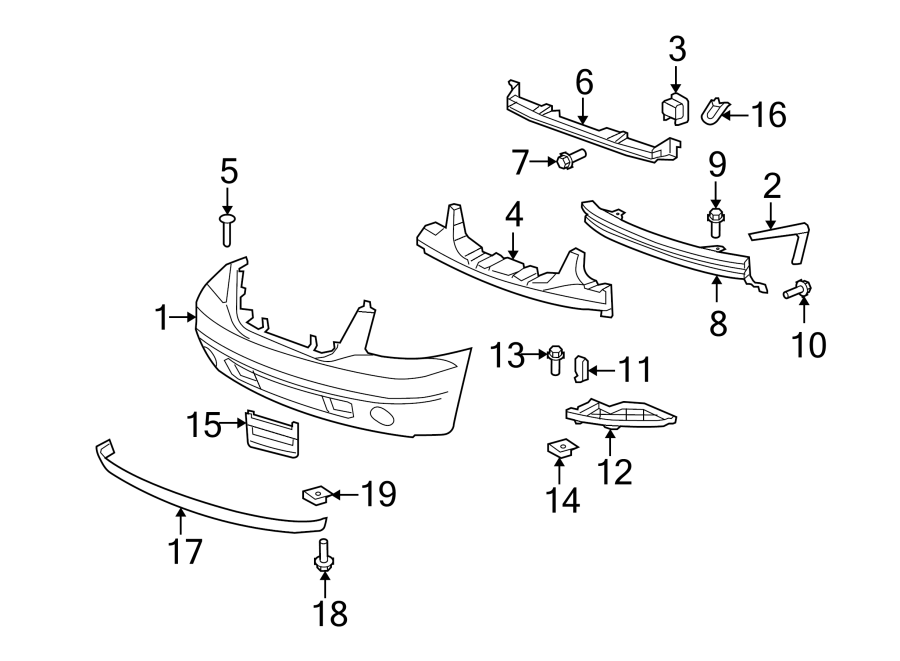 Diagram FRONT BUMPER. BUMPER & COMPONENTS. for your 2016 Chevrolet Spark 1.4L Ecotec CVT LS Hatchback 