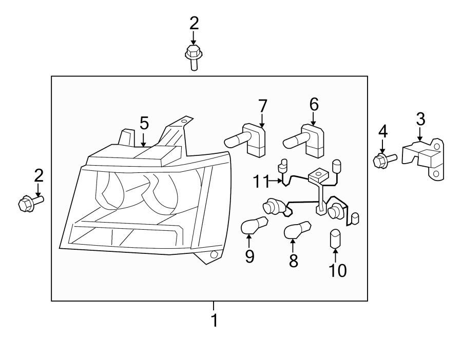 Diagram FRONT LAMPS. HEADLAMP COMPONENTS. for your 2018 Chevrolet Spark  ACTIV Hatchback 