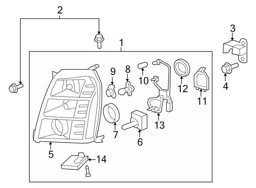 Diagram FRONT LAMPS. HEADLAMP COMPONENTS. for your 2005 Chevrolet Classic   