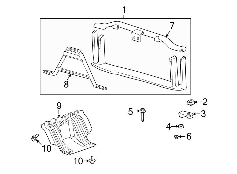 Diagram RADIATOR SUPPORT. for your 2008 GMC Yukon   