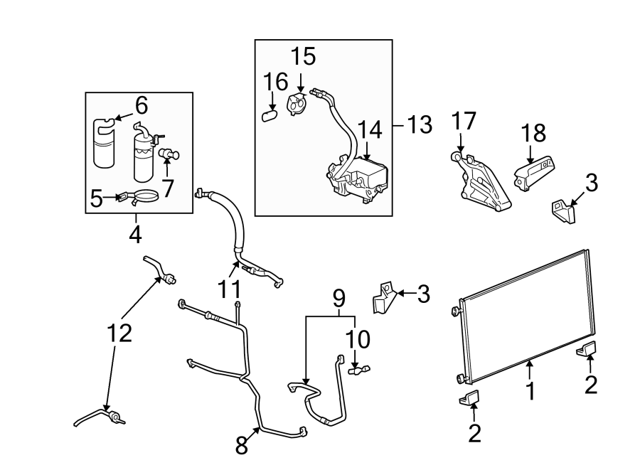 Diagram AIR CONDITIONER & HEATER. COMPRESSOR & LINES. CONDENSER. for your 1998 Chevrolet Tahoe    