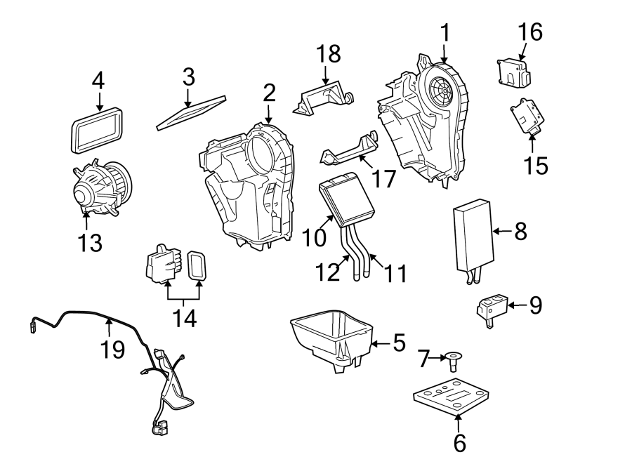 Diagram AIR CONDITIONER & HEATER. AUXILIARY AC & HEATER UNIT. for your 2014 Buick Enclave    