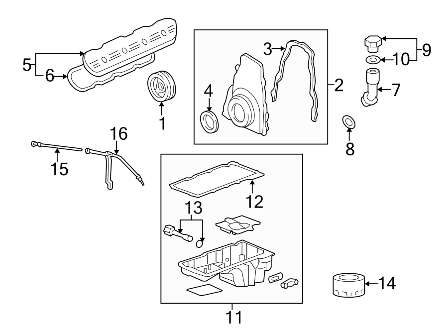 Diagram ENGINE PARTS. for your Chevrolet