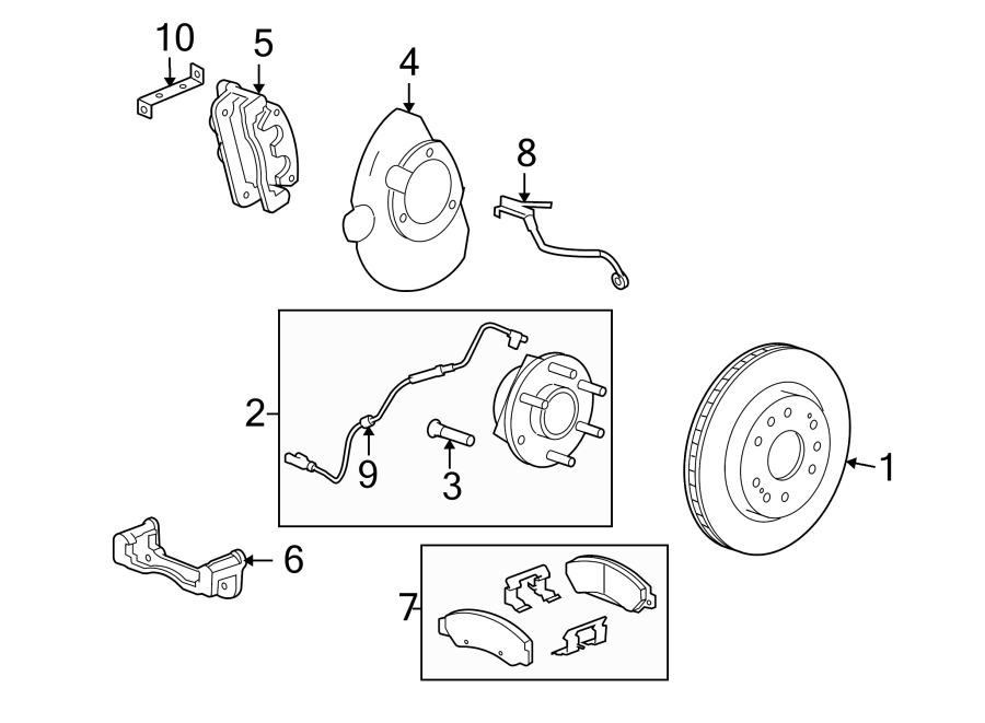 Diagram FRONT SUSPENSION. BRAKE COMPONENTS. for your 2015 GMC Sierra 2500 HD 6.6L Duramax V8 DIESEL A/T RWD SLE Standard Cab Pickup Fleetside 