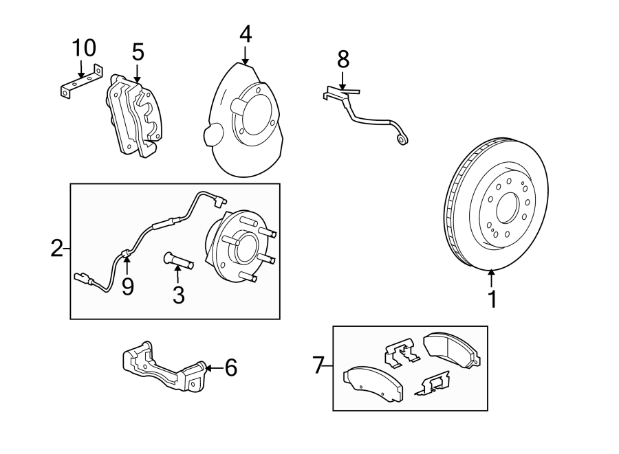 Diagram FRONT SUSPENSION. BRAKE COMPONENTS. for your 2017 GMC Sierra 2500 HD 6.6L Duramax V8 DIESEL A/T 4WD SLE Standard Cab Pickup Fleetside 