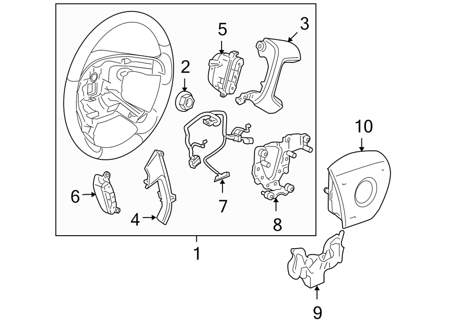 Diagram STEERING WHEEL & TRIM. for your 2022 Chevrolet Silverado   