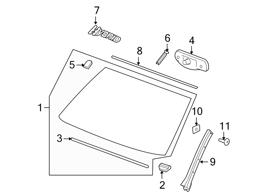 Diagram WINDSHIELD. GLASS. REVEAL MOLDINGS. for your 2004 Chevrolet Trailblazer   