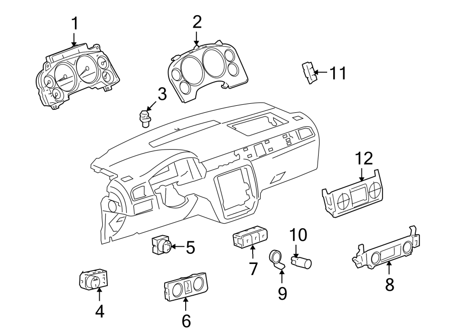 Diagram INSTRUMENT PANEL. CLUSTER & SWITCHES. for your Cadillac ATS  