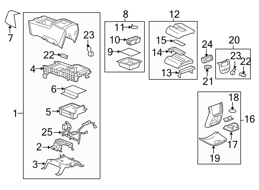 Diagram CENTER CONSOLE. for your 2023 Chevrolet Camaro   