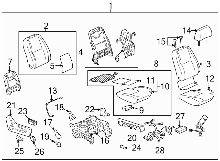 SEATS & TRACKS. FRONT SEAT COMPONENTS. Diagram