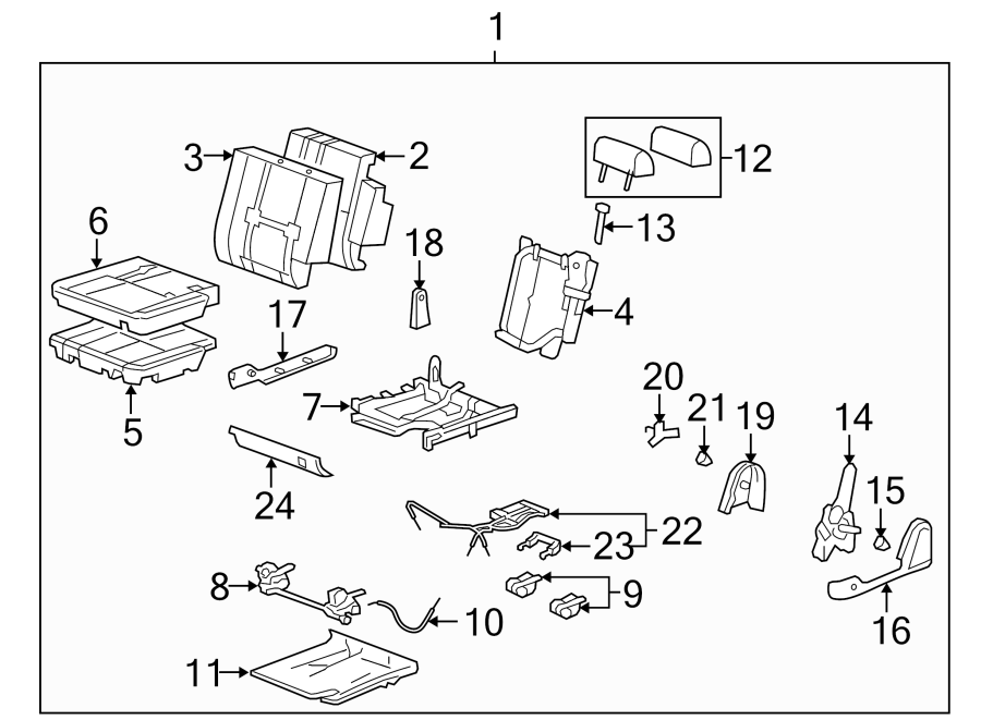 Diagram SEATS & TRACKS. REAR SEAT COMPONENTS. for your Buick Century  