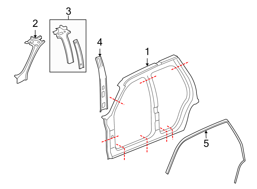 Diagram PILLARS. ROCKER & FLOOR. UNISIDE. for your 2022 Buick Enclave    