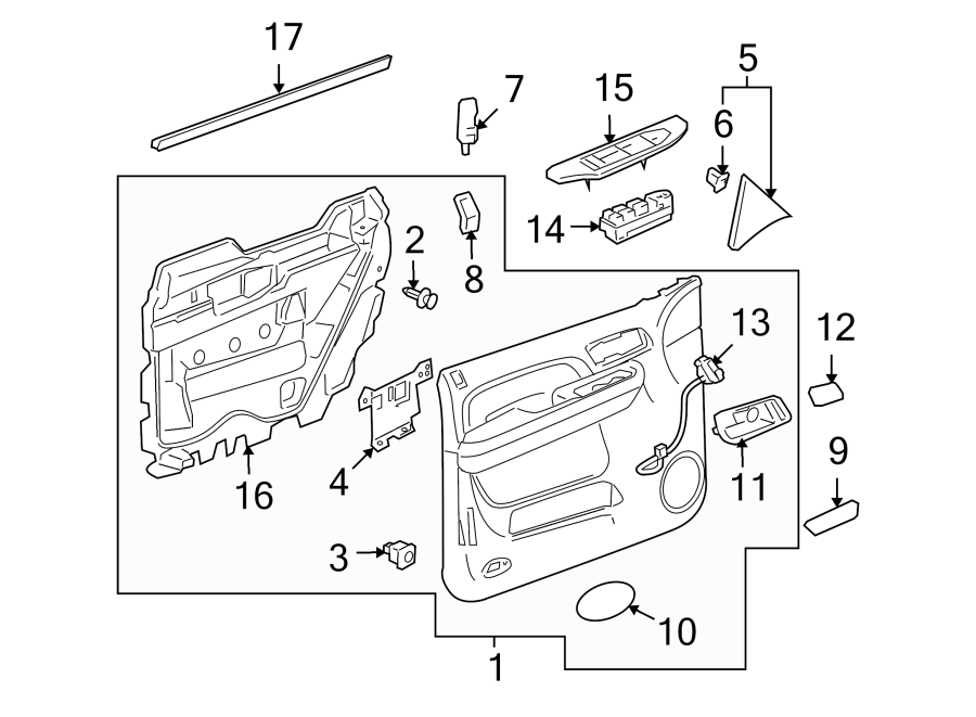 Diagram Front door. Interior trim. for your 2013 Chevrolet Spark   