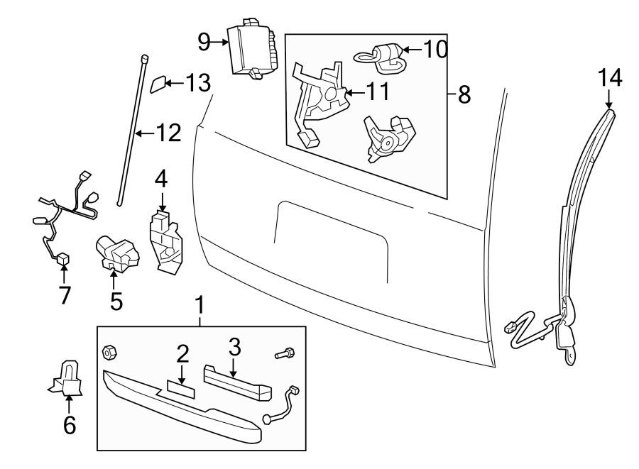 Diagram LOCK & HARDWARE. for your 2024 Chevrolet Traverse    