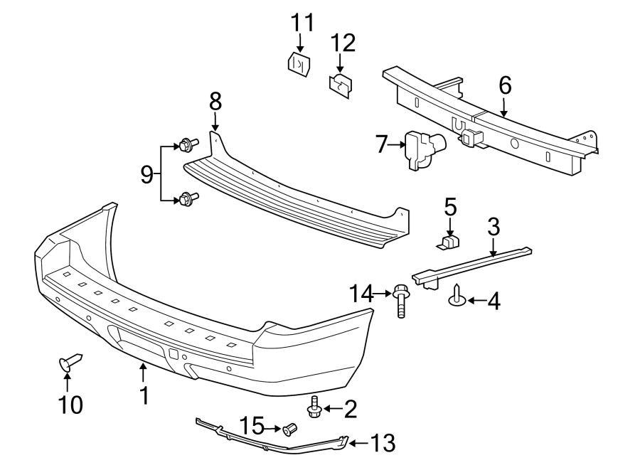 Diagram REAR BUMPER. BUMPER & COMPONENTS. for your 2013 Chevrolet Corvette   