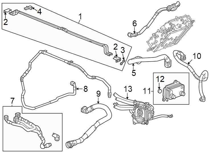 10(K28). 11. 5KW. 2 motor. Charger inlet. Charger outlet. DC converter inlet. DC converter outlet. Rear cooler inlet. Rear cooler outlet. Suv.https://images.simplepart.com/images/parts/motor/fullsize/GE22043.png