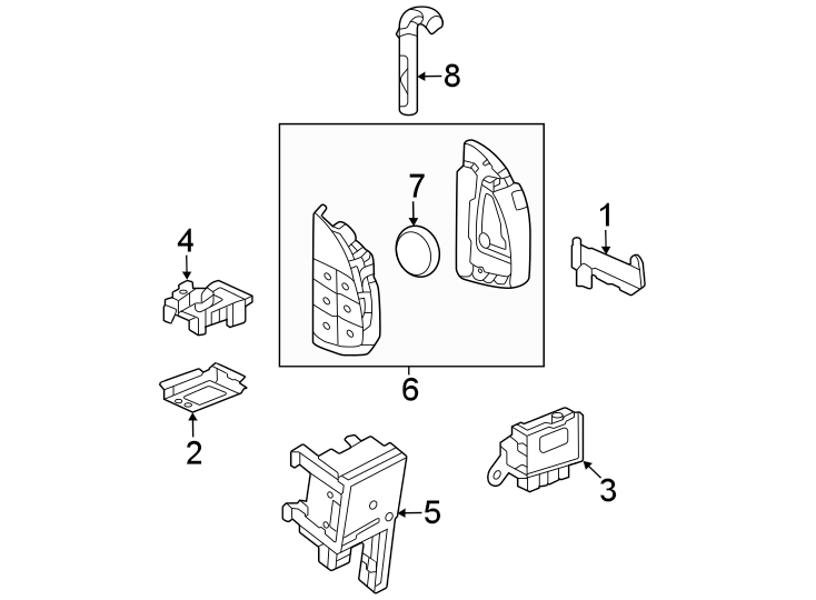 Diagram Keyless entry components. for your 2022 Chevrolet Silverado 1500 LT Crew Cab Pickup Fleetside 2.7L A/T 4WD 