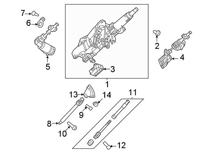 Diagram Steering column assembly. for your 2025 Cadillac XT4   