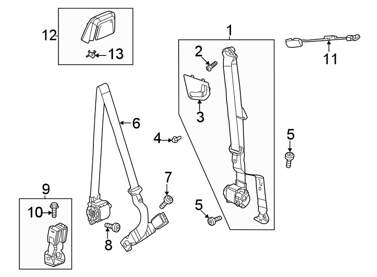 Restraint systems. Rear seat belts.