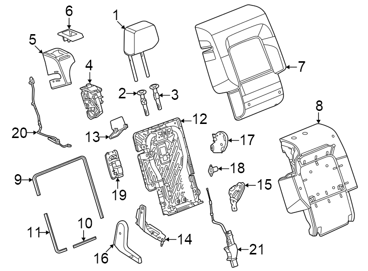 17Seats & tracks. Rear seat components.https://images.simplepart.com/images/parts/motor/fullsize/GE22331.png