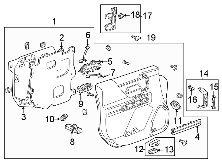 1Front door. Interior trim.https://images.simplepart.com/images/parts/motor/fullsize/GE22410.png