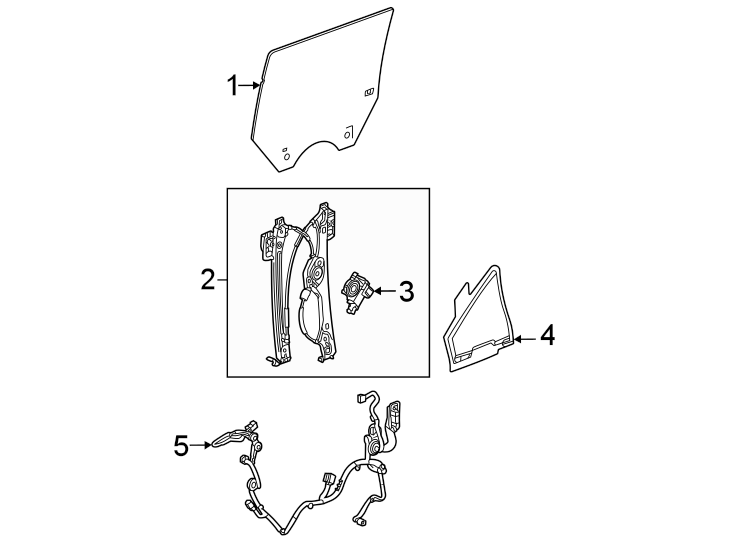 Diagram Rear door. Glass & hardware. for your 2003 Pontiac Sunfire   