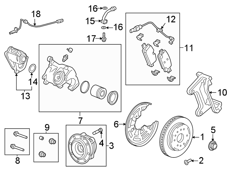 Diagram Rear suspension. Brake components. for your 2010 GMC Sierra 2500 HD SLE Extended Cab Pickup Fleetside  