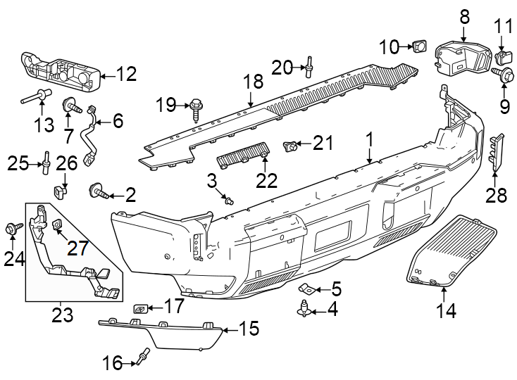 Diagram Rear bumper. Bumper & components. for your 2013 Cadillac Escalade EXT   