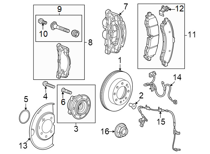 Diagram Front suspension. Brake components. for your 2014 Chevrolet Camaro   