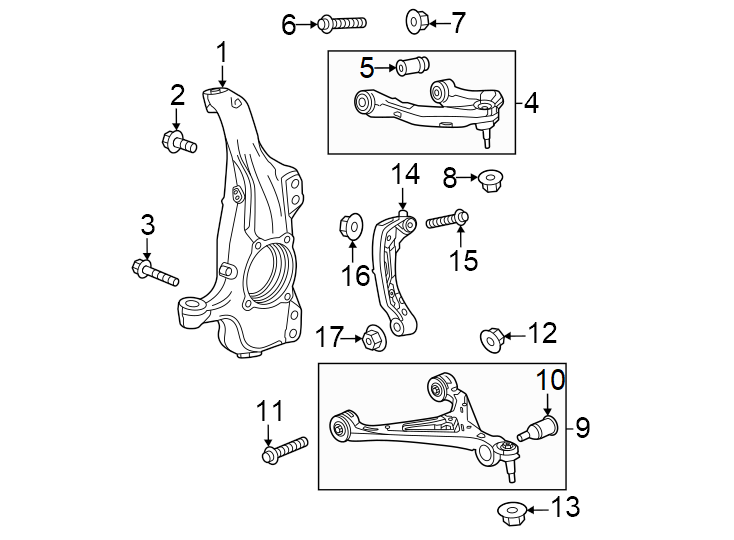 Diagram Front suspension. Suspension components. for your 2009 GMC Yukon   