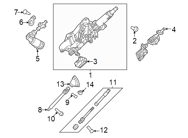 Diagram Steering column assembly. for your 2025 Cadillac XT4   