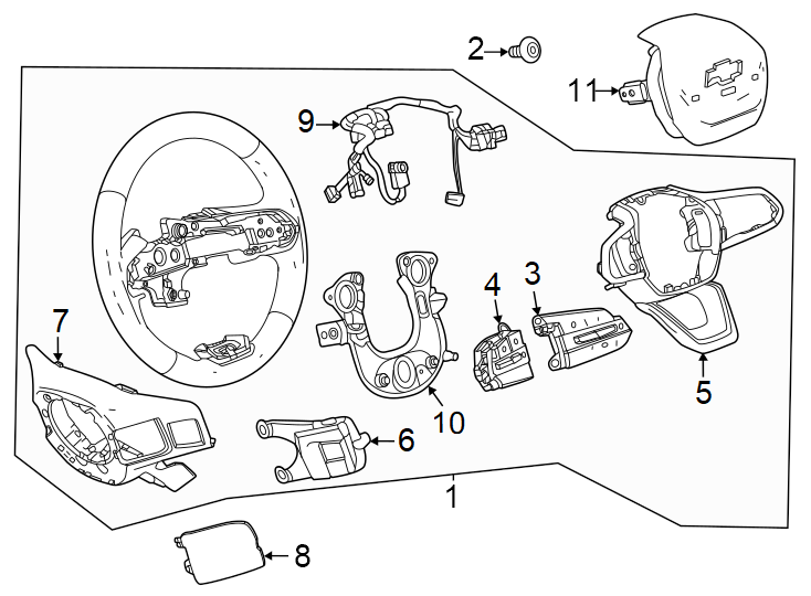 Diagram Steering wheel & trim. for your 1999 Chevrolet Silverado   