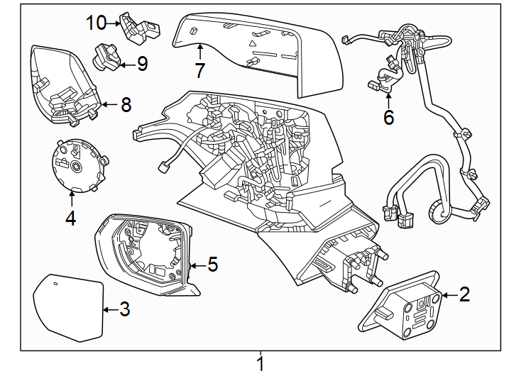 Diagram Front door. Outside mirrors. for your 2020 Cadillac XT4 Premium Luxury Sport Utility  