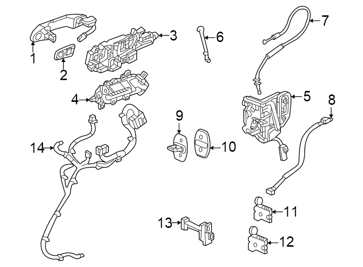 Front door. Lock & hardware. Diagram