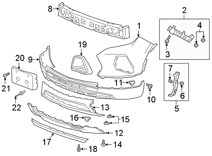 9FRONT BUMPER & GRILLE. BUMPER & COMPONENTS.https://images.simplepart.com/images/parts/motor/fullsize/GF19005.png