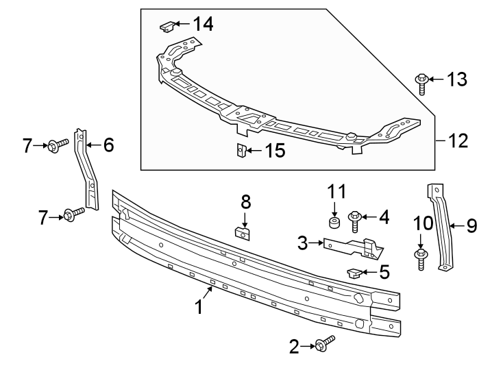 1FRONT BUMPER & GRILLE. BUMPER & COMPONENTS.https://images.simplepart.com/images/parts/motor/fullsize/GF19010.png