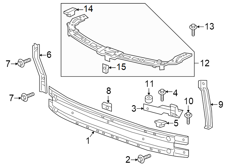 Diagram Front bumper & grille. Bumper & components. for your Chevrolet