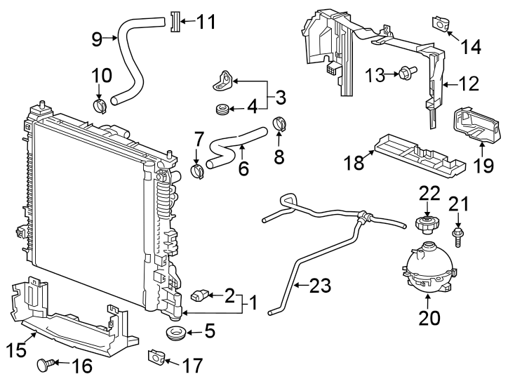 Diagram RADIATOR & COMPONENTS. for your 2021 Chevrolet Trailblazer   