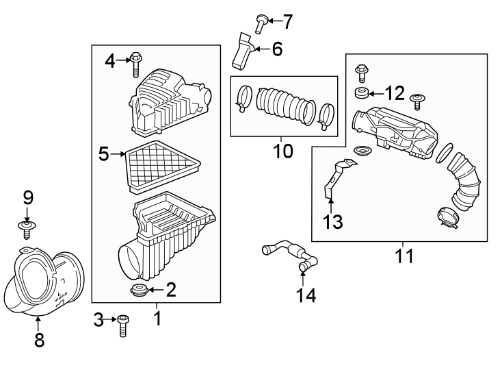 Diagram ENGINE / TRANSAXLE. AIR INTAKE. for your 2020 Chevrolet Spark 1.4L Ecotec M/T ACTIV Hatchback 