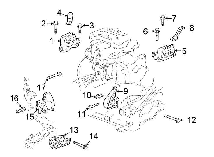 Diagram ENGINE / TRANSAXLE. ENGINE & TRANS MOUNTING. for your 2020 Chevrolet Spark  ACTIV Hatchback 