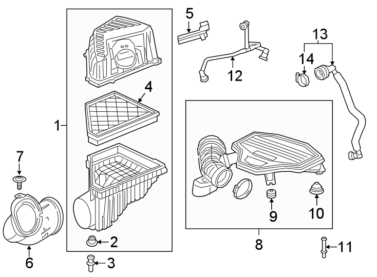 Diagram ENGINE / TRANSAXLE. AIR INTAKE. for your 2016 Chevrolet Spark 1.4L Ecotec M/T LS Hatchback 