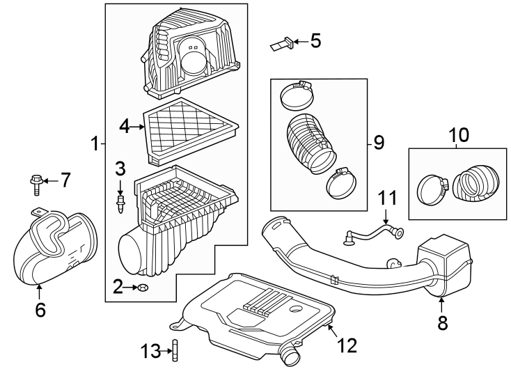 Diagram ENGINE / TRANSAXLE. AIR INTAKE. for your 2022 Chevrolet Spark   